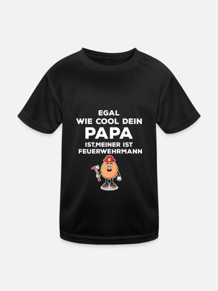 Feuerwehr Feuerwehrmann Papa Kind - Kinder Funktions-T-Shirt - Schwarz - Vorne