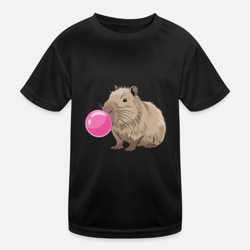 Niedliches Capybara mit Kaugummi für einen Kinder Funktions-T-Shirt