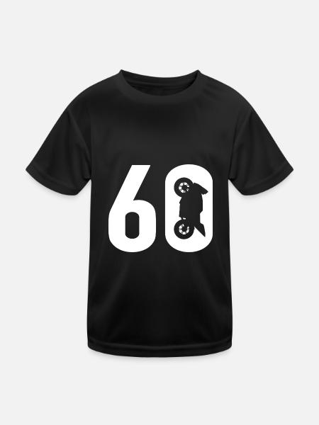 60 Biker Motorrad 60 - Kinder Funktions-T-Shirt - Schwarz - Vorne