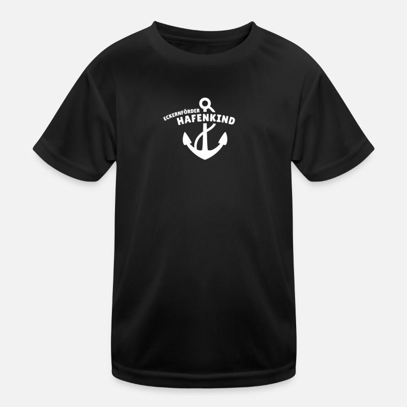 Eckernförder Hafenkind - Kinder Funktions-T-Shirt - Schwarz