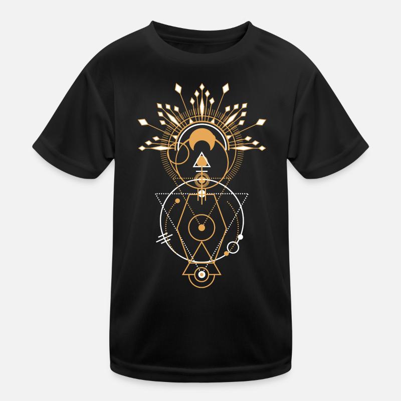 Golden Sacred Geometry Mandala Kids Functional T-Shirt