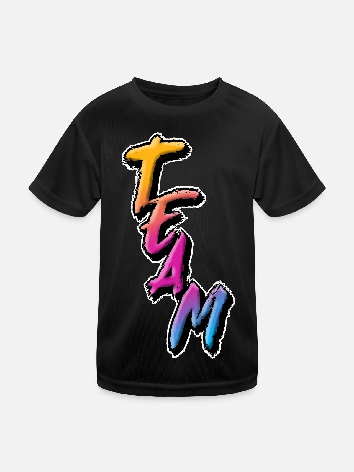 Team - Kinder Funktions-T-Shirt - Schwarz - Vorne