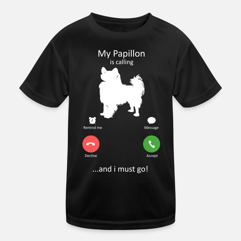 Papillon Dog Calling Smartphone Interface Kids Functional T-Shirt