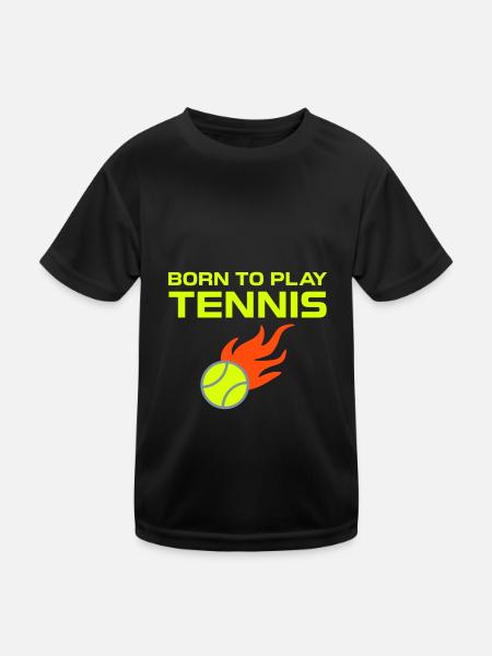 Born to play tennis (Tennisball mit Flammen) - Kids Functional T-Shirt - black - Front