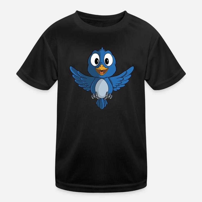 Süßer blauer Vogel Kinder Funktions-T-Shirt