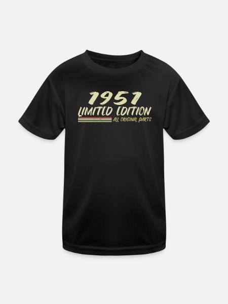1951 Geburtstagsgeschenkidee 1951 - Kinder Funktions-T-Shirt - Schwarz - Vorne