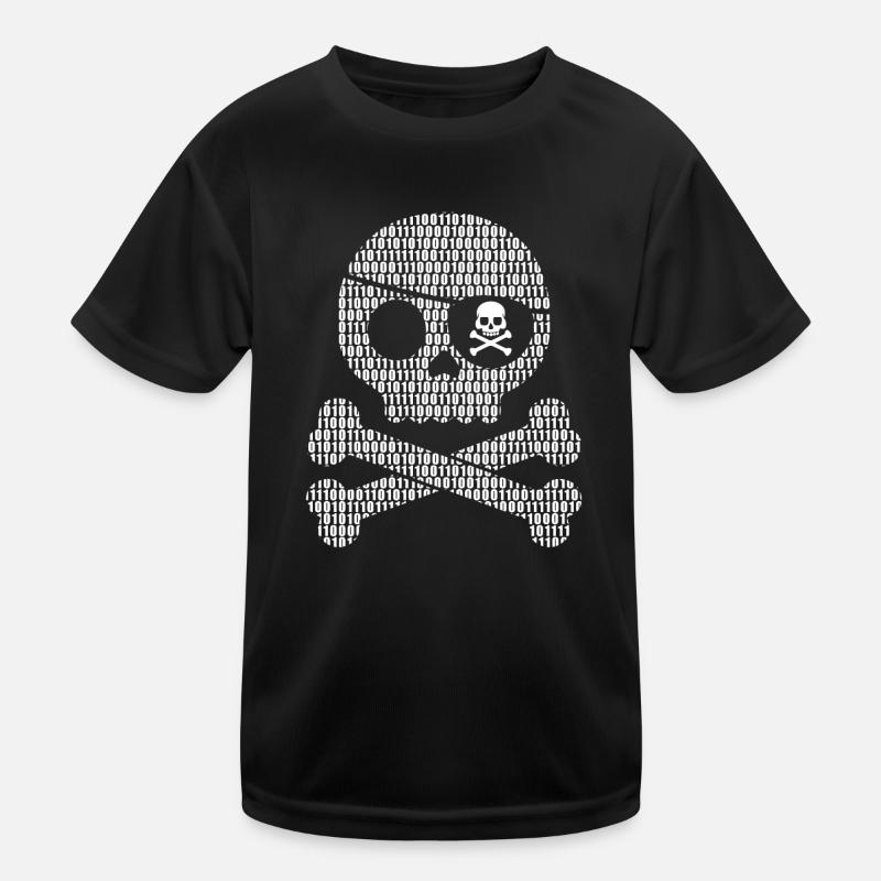 Digital Pirate Binary Code | Digital skull Kids Functional T-Shirt