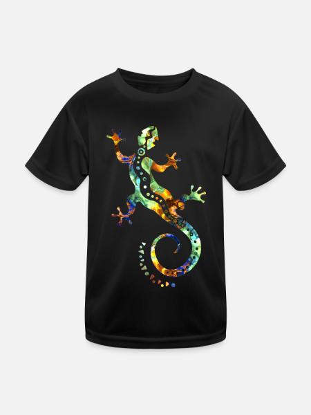 GECKO abstrakt bunt - Kinder Funktions-T-Shirt - Schwarz
