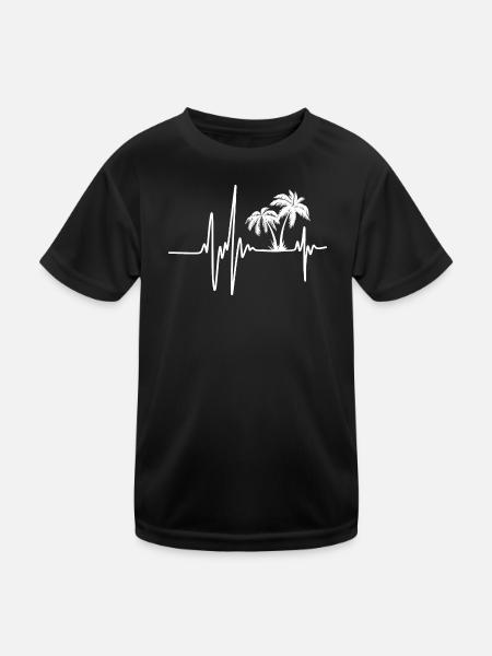 Palm Tree Heartbeat | Palm Tree Lovers | Vacation - T-shirt sport Enfant - noir - Devant