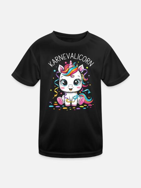 Unicorn Costume Carnival Confetti Streamers - Kids Functional T-Shirt - black - Front