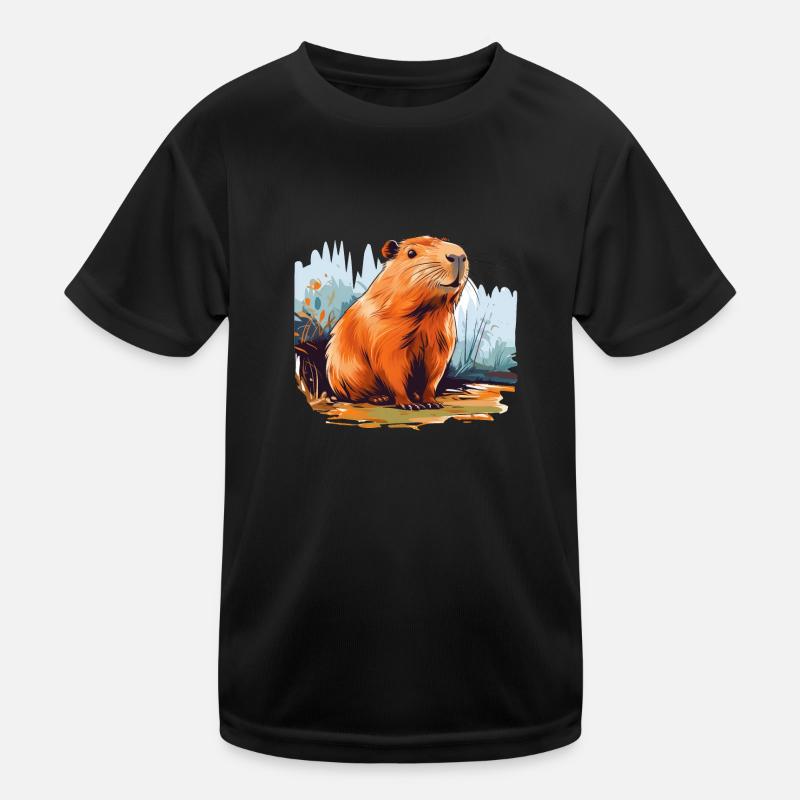 Capybara - Kinder Funktions-T-Shirt - Schwarz