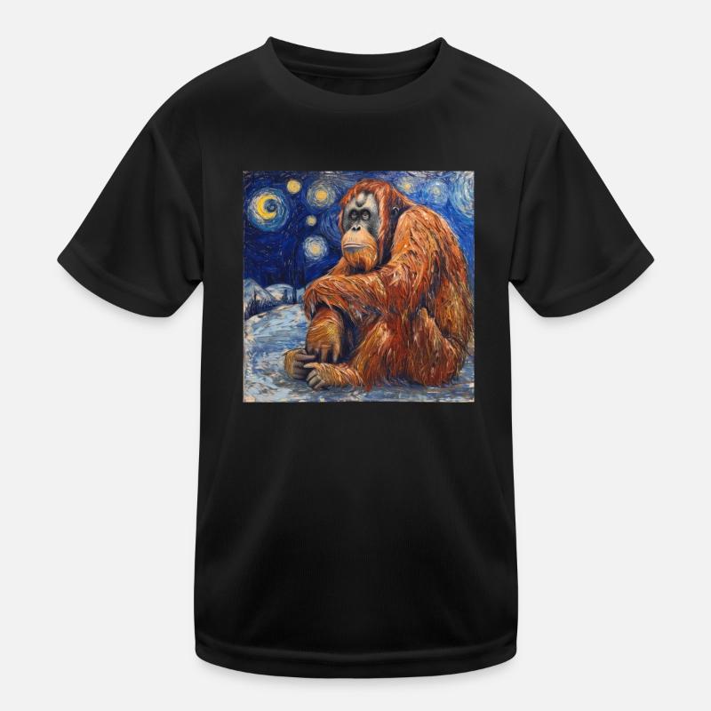 Orangutan, Monkey, Animal, Van Gogh, Starry Night Kids Functional T-Shirt