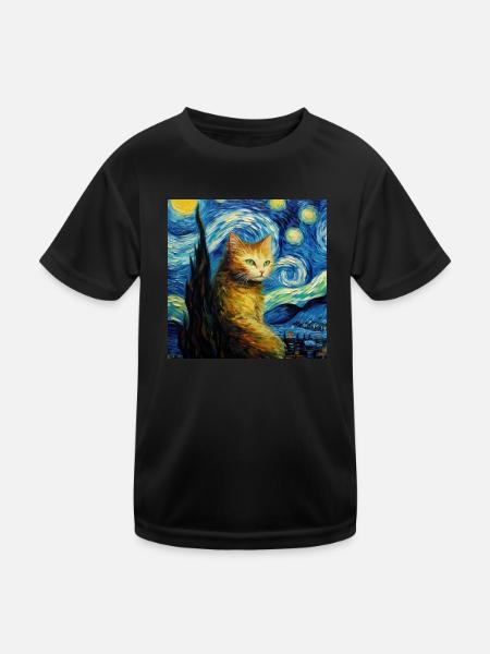 Katze, katzenmotiv - Kinder Funktions-T-Shirt - Schwarz