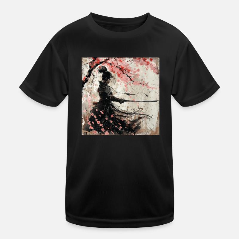 Japanisch, Samurai, Kirschblüte, Kunst, Ukiyo-E Kinder Funktions-T-Shirt