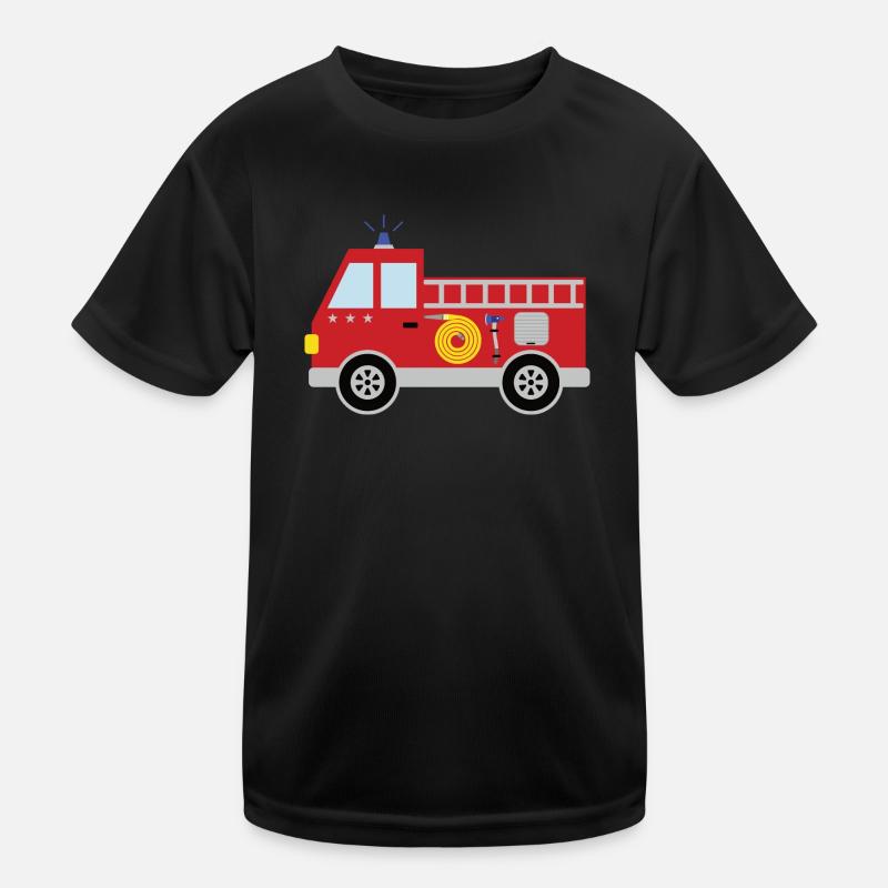 Feuerwehrauto mit Sternen Kinder Funktions-T-Shirt