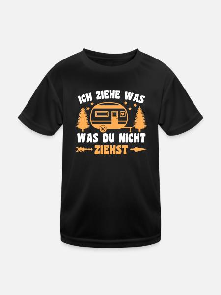I pull what you don't pull Caravan Camper - Kids Functional T-Shirt - black - Front
