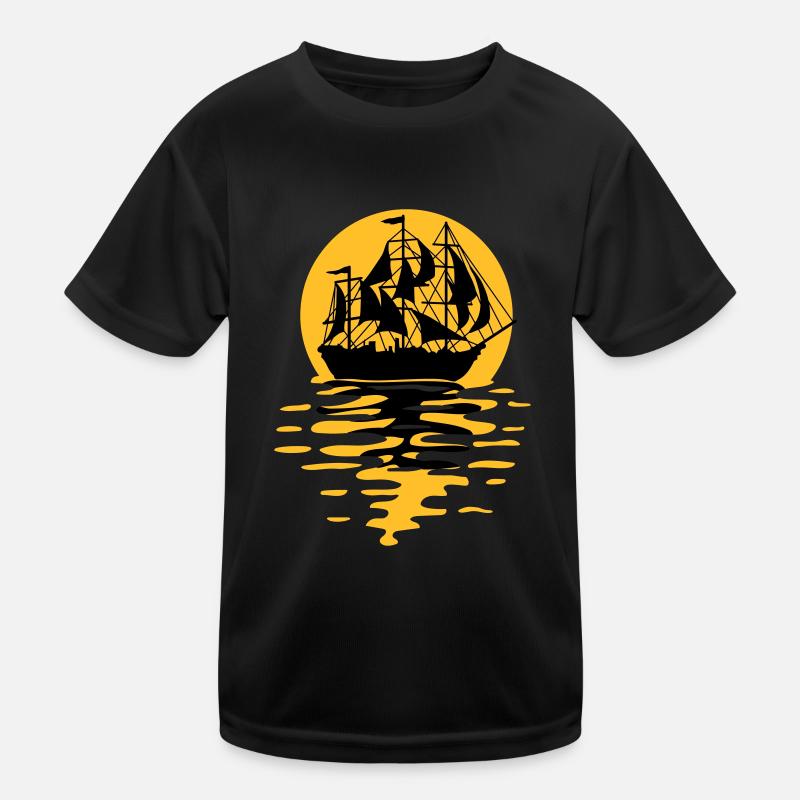 Segelschiff Silhouette Design Kinder Funktions-T-Shirt