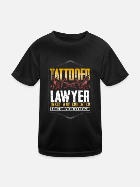 Lawyer Gift Tattooed Lawyer Inked and Educated - Kids Functional T-Shirt - black - Front