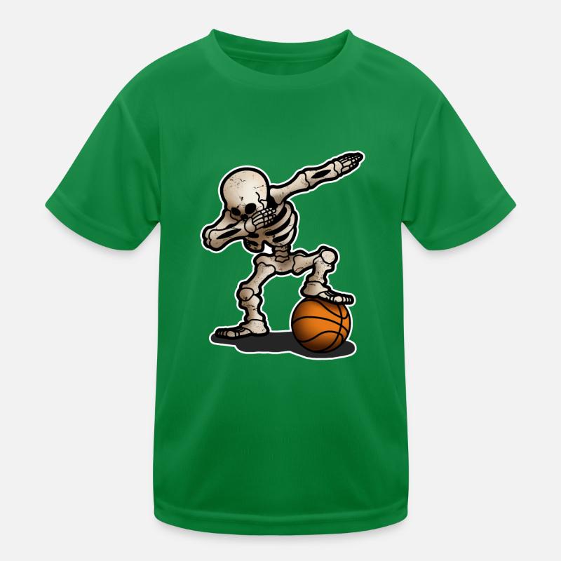 Skelett Dabbing Dab Basketball Halloween Geschenk Kinder Funktions-T-Shirt