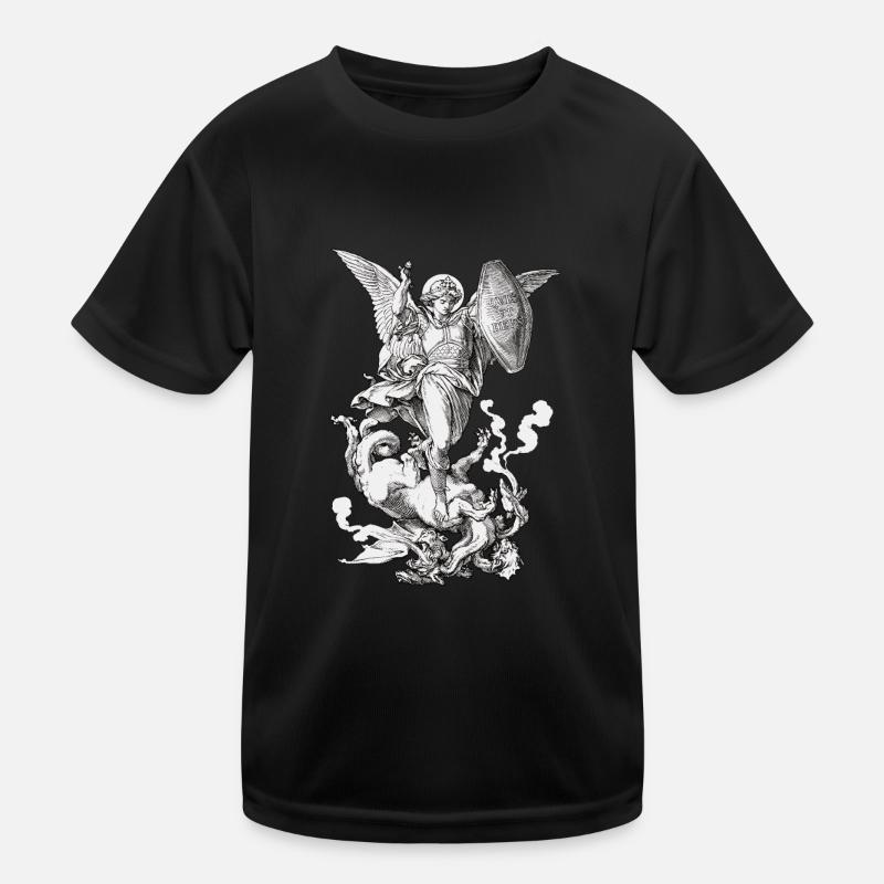 Erzengel Sankt Michael bekämpft den Drachen - Kinder Funktions-T-Shirt - Schwarz