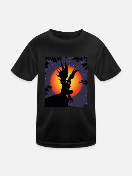 Scary Death Monster Creepy Moon Halloween Costume - Kids Functional T-Shirt - black - Front