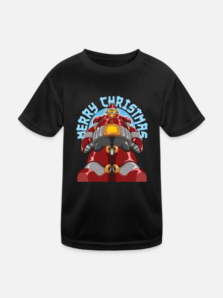 Frohe Weihnachten Cool Roboter Santa Claus Weihnachten Geschenk - Kinder Funktions-T-Shirt - Schwarz - Vorne