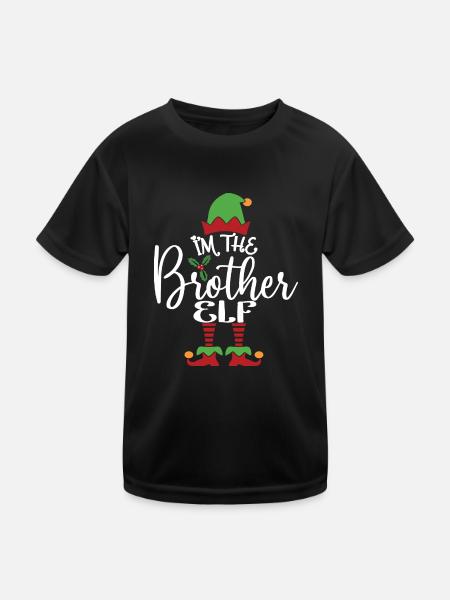 Frère Elfe Mignon Drôle Assorti Costume de Noël - T-shirt sport Enfant - noir - Devant