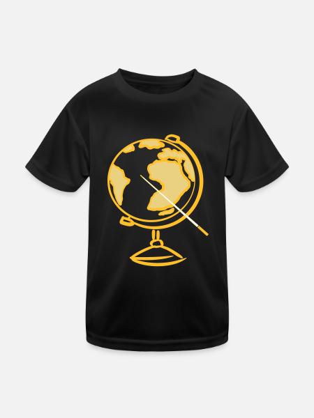 Globus. Geografie. Lehrer / Lehrerin - Kinder Funktions-T-Shirt - Schwarz - Vorne