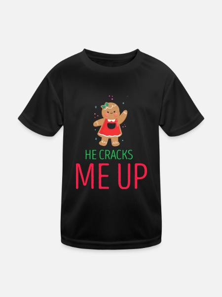 He Cracks Me Up Funny Gingerbread Christmas - Kinder Funktions-T-Shirt - Schwarz - Vorne