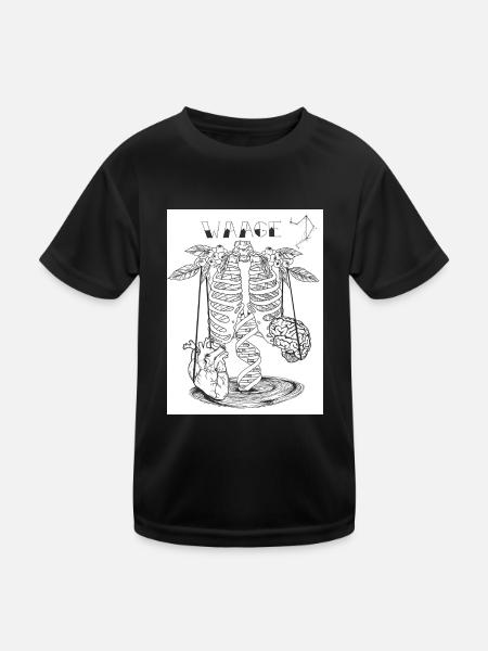 Waage skurril - Kinder Funktions-T-Shirt - Schwarz - Vorne