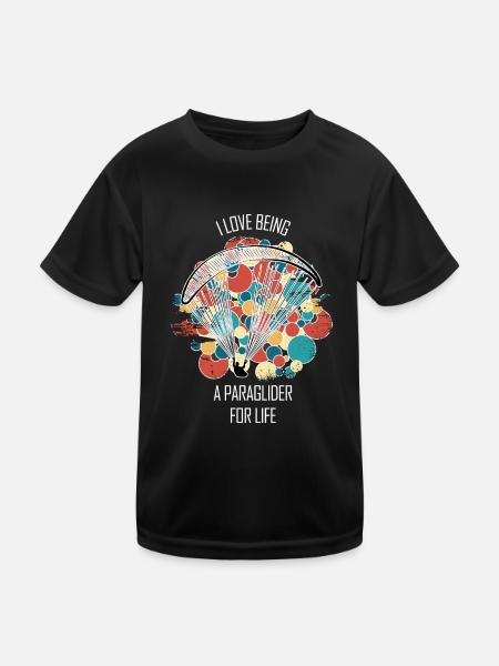 Paragliding Gleitschirm Paragleiter Paraglider - Kinder Funktions-T-Shirt - Schwarz - Vorne