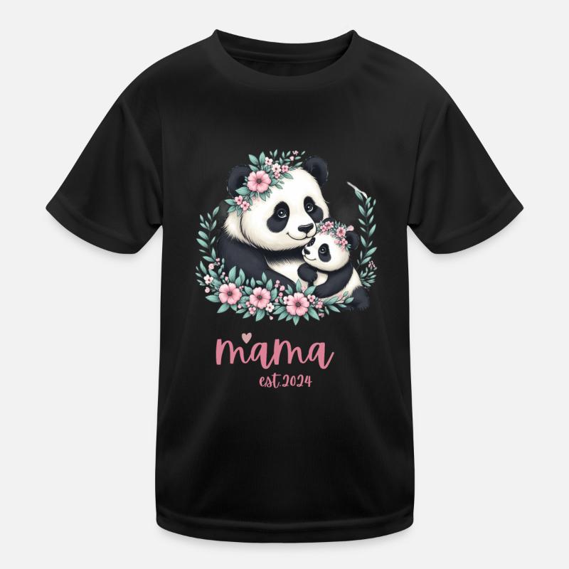 Mama est 2024 I Panda Bear Mum I First Time Mom Kids Functional T-Shirt