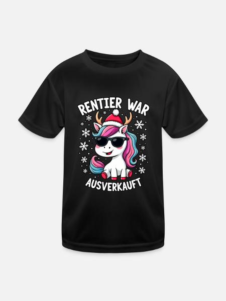 Rentier war ausverkauft Einhorn - Kinder Funktions-T-Shirt - Schwarz - Vorne