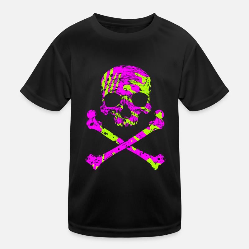 Totenkopf mit Knochen Kinder Funktions-T-Shirt
