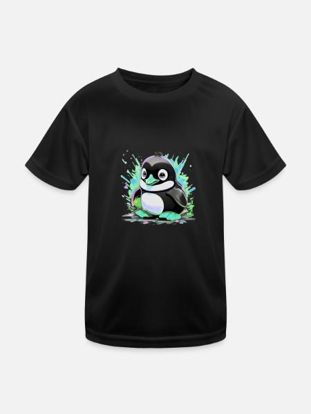 Pinguin, Baby pinguin,babypinguin, Graffiti, Blau - Kinder Funktions-T-Shirt - Schwarz