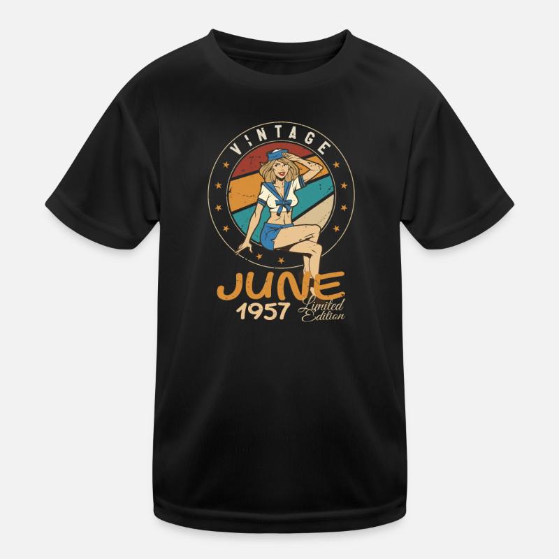 Vintage 1957 - Born In June 1957 Kids Functional T-Shirt