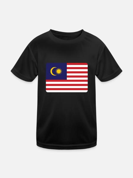 MALAYSIA FLAGGE - Kinder Funktions-T-Shirt - Schwarz - Vorne