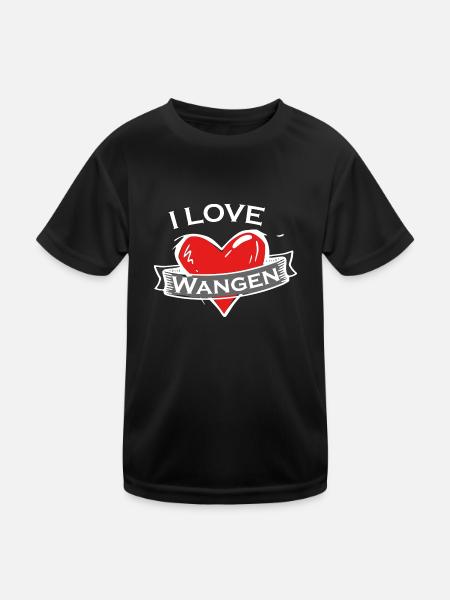 Wangen - Ich liebe Stadtnamen in Tattoo Stil - Kinder Funktions-T-Shirt - Schwarz - Vorne