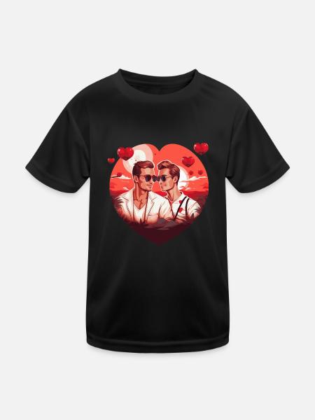 LGBT Gay Valentinstag Idee für Schwule - Kinder Funktions-T-Shirt - Schwarz - Vorne