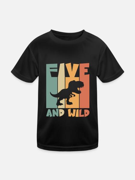 5 birthday Dino 5 years children's birthday - Kids Functional T-Shirt - black - Front