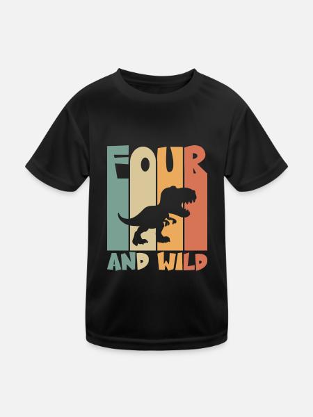 4 birthday Dino 4 years children's birthday - Kids Functional T-Shirt - black - Front