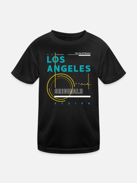 Los Angeles Streetwear Schriftzug Kalifornien - Kinder Funktions-T-Shirt - Schwarz - Vorne