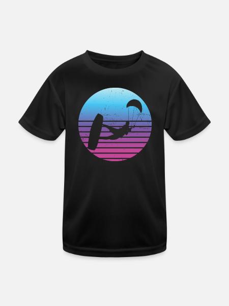 Kitesurfing Men's Kite Kite Kitesurf Kitesurfer - Kids Functional T-Shirt - black - Front
