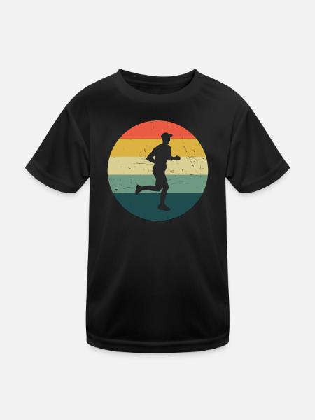Herren Marathonlaufen Damen Running Marathon - Kinder Funktions-T-Shirt - Schwarz - Vorne