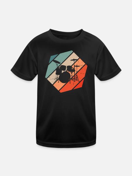 Drummer Drummer Drumming Drums - Kids Functional T-Shirt - black - Front