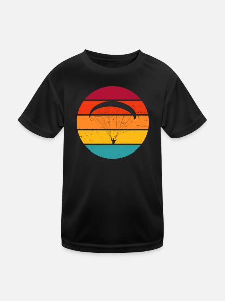 Gleitschirm Paragleiter Paragleiten Gleitschirmfli - Kinder Funktions-T-Shirt - Schwarz - Vorne