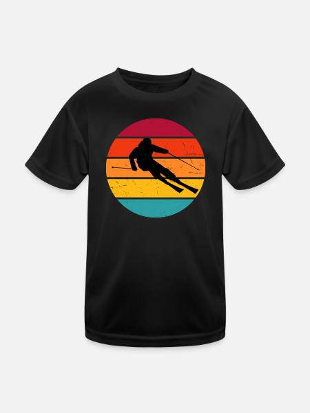 Skifahren Skifahrer Freestyle Skifahrer - Kinder Funktions-T-Shirt - Schwarz - Vorne