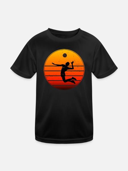 Volleyballer Volleyballspieler Herren Volleyball - Kinder Funktions-T-Shirt - Schwarz - Vorne
