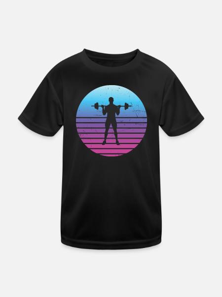 Ausdauertraining Gewichtheben Damen Krafttraining - Kinder Funktions-T-Shirt - Schwarz - Vorne