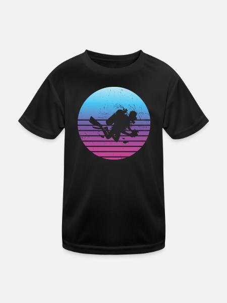 Diver Scuba Diver Diving Men's Scuba Diver - Kids Functional T-Shirt - black - Front
